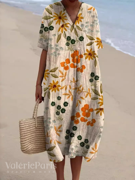 Odile - Robe en coton et lin