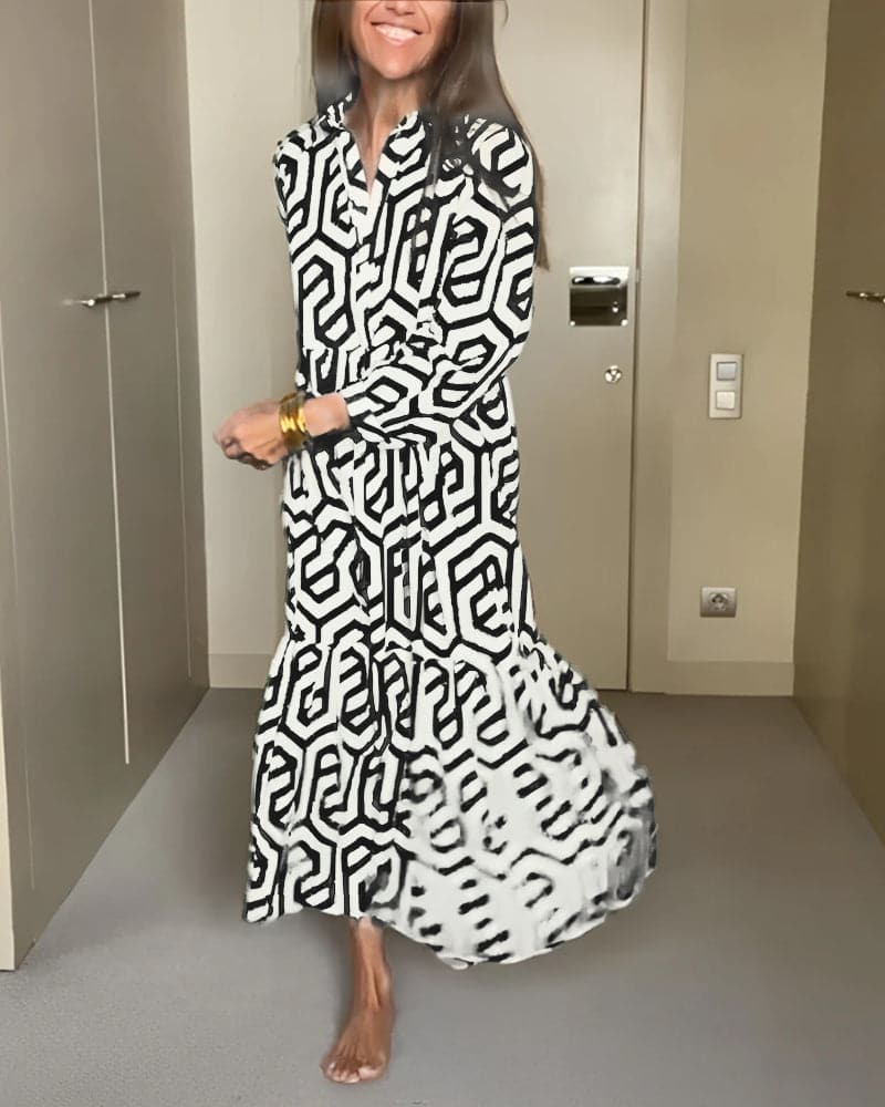 Klara - Robe longue décontractée à motif géométrique