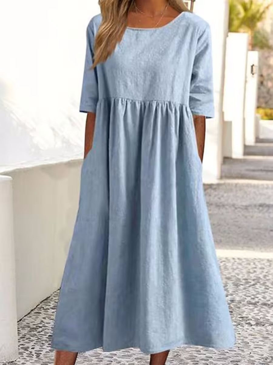 Aurélie | Robe Midi à Demi-Manches avec Élégance Intemporelle et Confort Exceptionnel pour Femmes