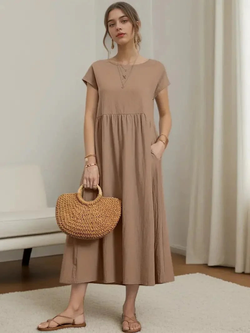 Tuma | Robe À Manches Courtes Pour Femme | Midi