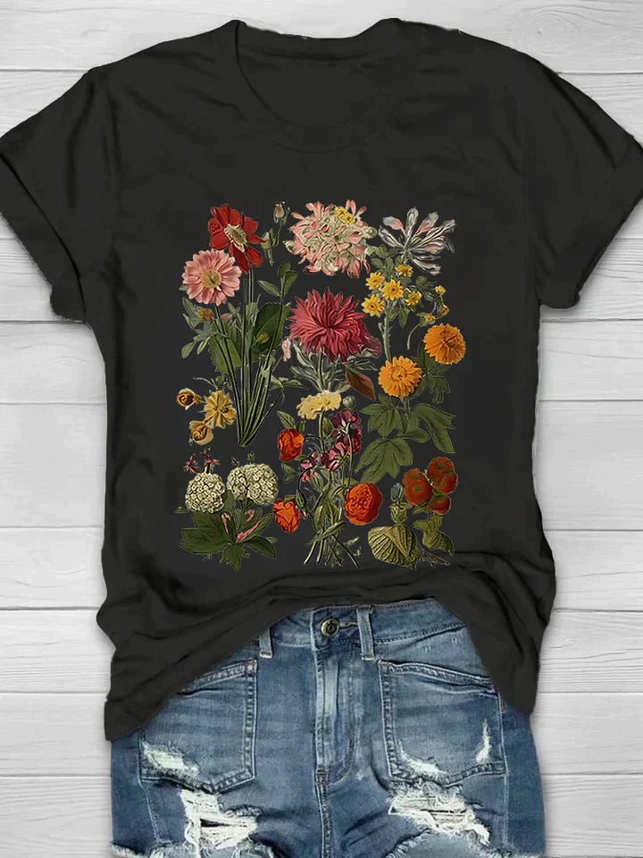 Tasiana | T-shirt Femme Vintage Avec Impression De Fleurs