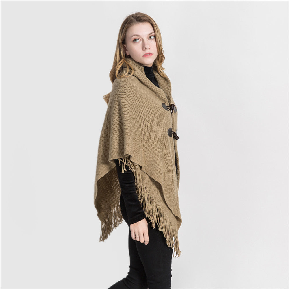 Aurélie | Châle Poncho avec Détails en Fourrure et Design Tendance pour Femmes