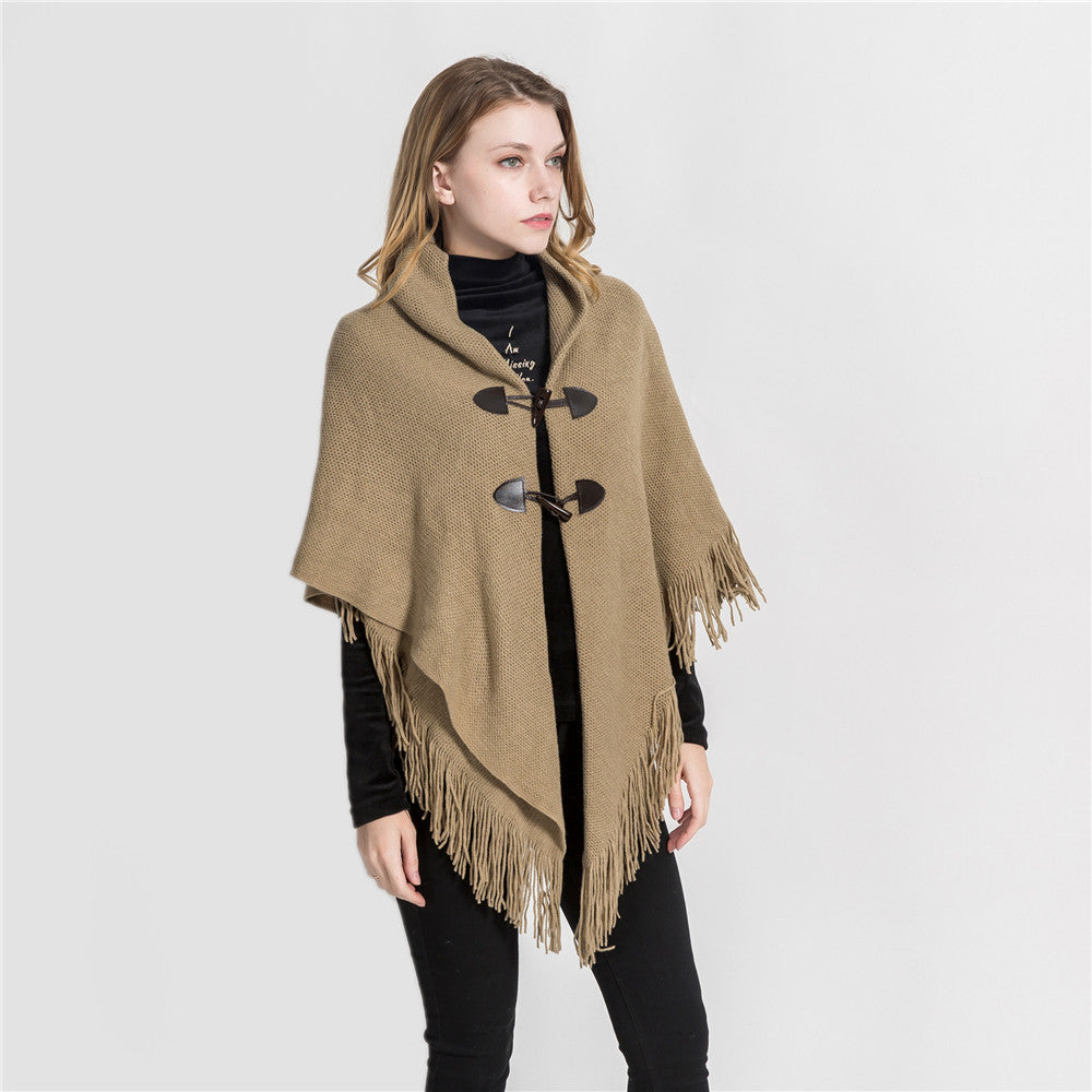 Aurélie | Châle Poncho avec Détails en Fourrure et Design Tendance pour Femmes