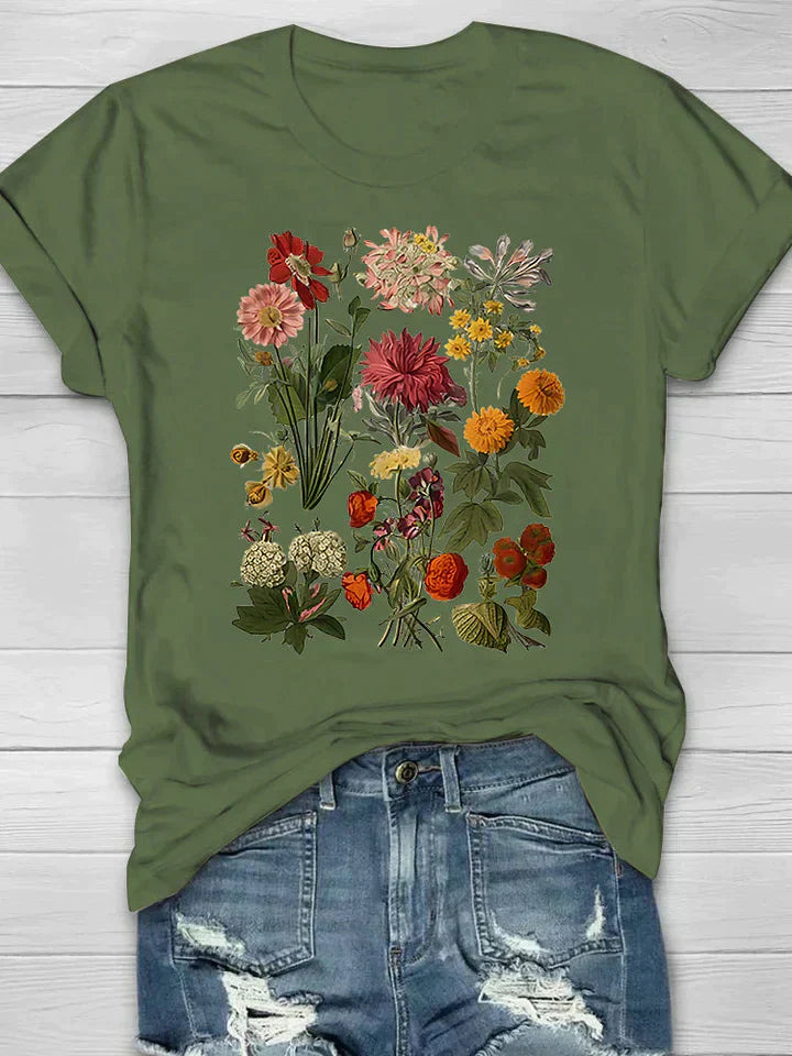 Tasiana | T-shirt Femme Vintage Avec Impression De Fleurs