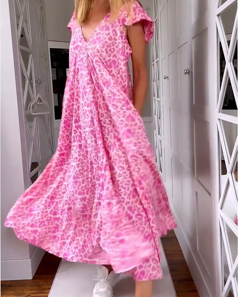 Bellevo | Robe Maxi avec Encolure en V et Manches Courtes