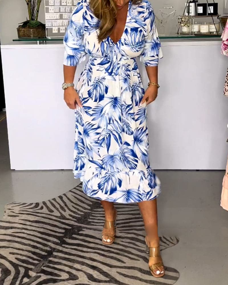 Jasmine - Robe midi tendance à motif feuilles