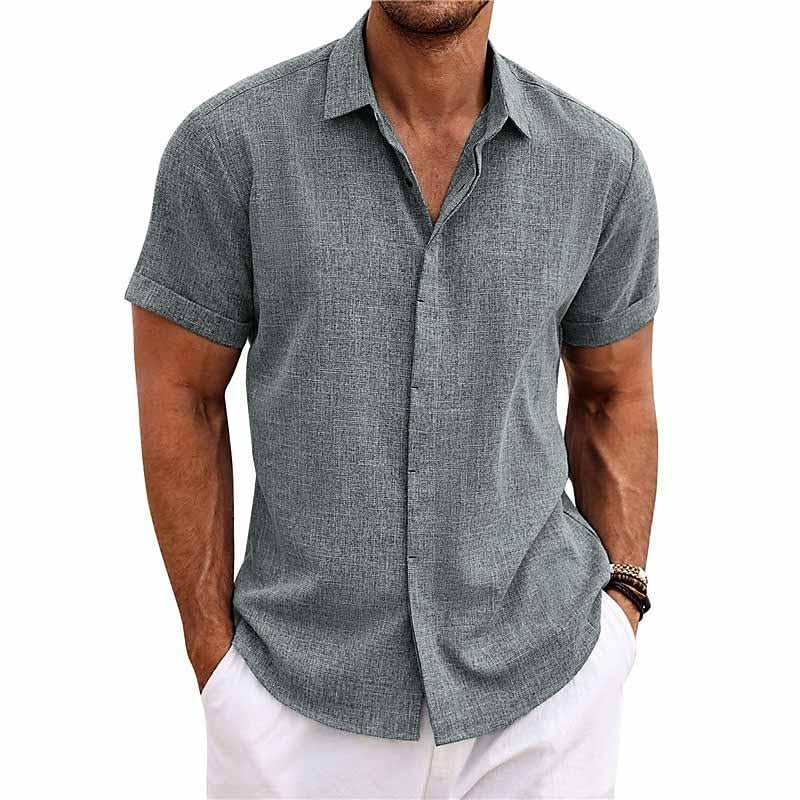 Bellevo | Chemise casual élégante pour hommes, à manches courtes, avec col, unie et à boutons