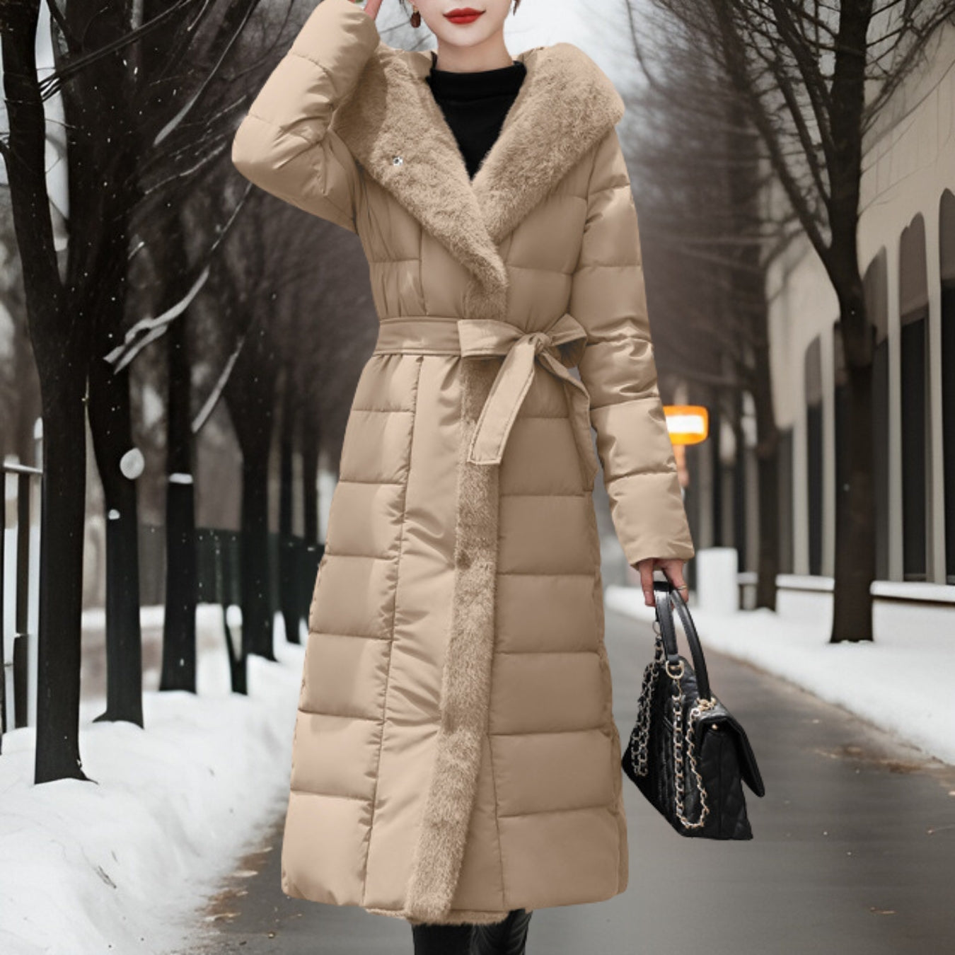 Sélène | Manteau avec Patchwork de Fourrure et Ajustement Confortable pour Femmes