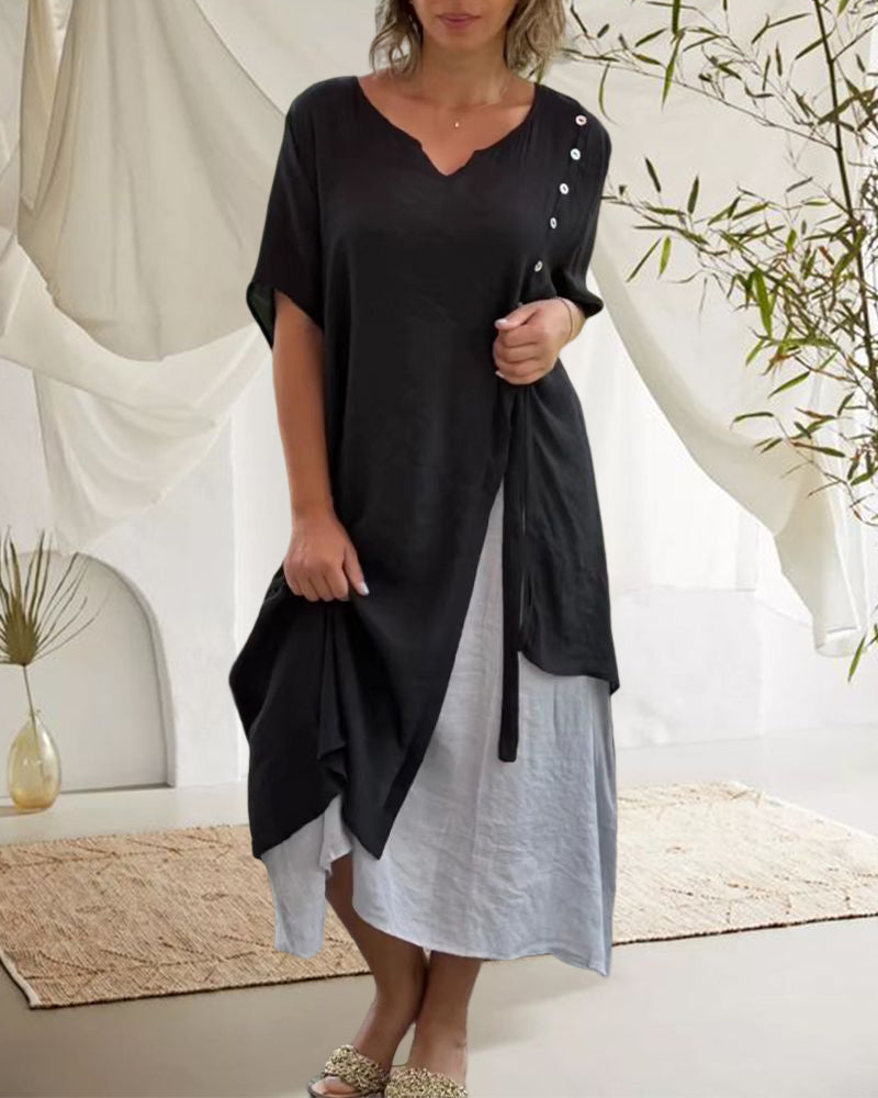 Thia™ Robe asymétrique à manches courtes et décolleté en V