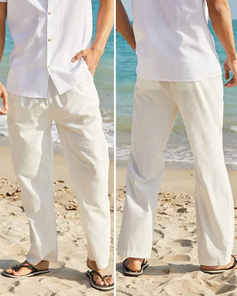 Vincen - Pantalon en coton respirant uni