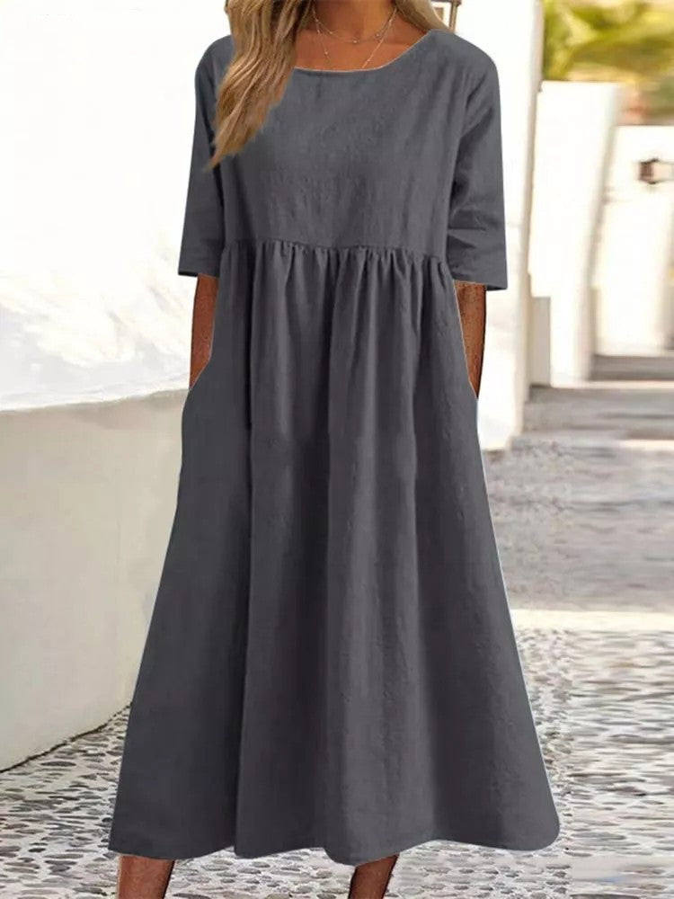 Aurélie | Robe Midi à Demi-Manches avec Élégance Intemporelle et Confort Exceptionnel pour Femmes