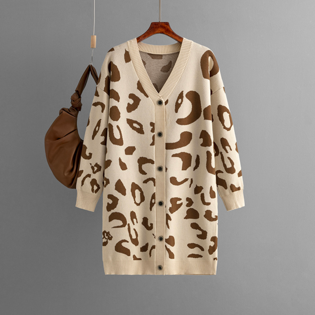 Sienna | Cardigan en Tricot Léopard avec Tissu Doux et Silhouette Flatteuse pour Femmes