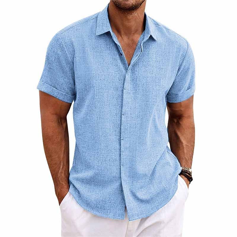 Bellevo | Chemise casual élégante pour hommes, à manches courtes, avec col, unie et à boutons