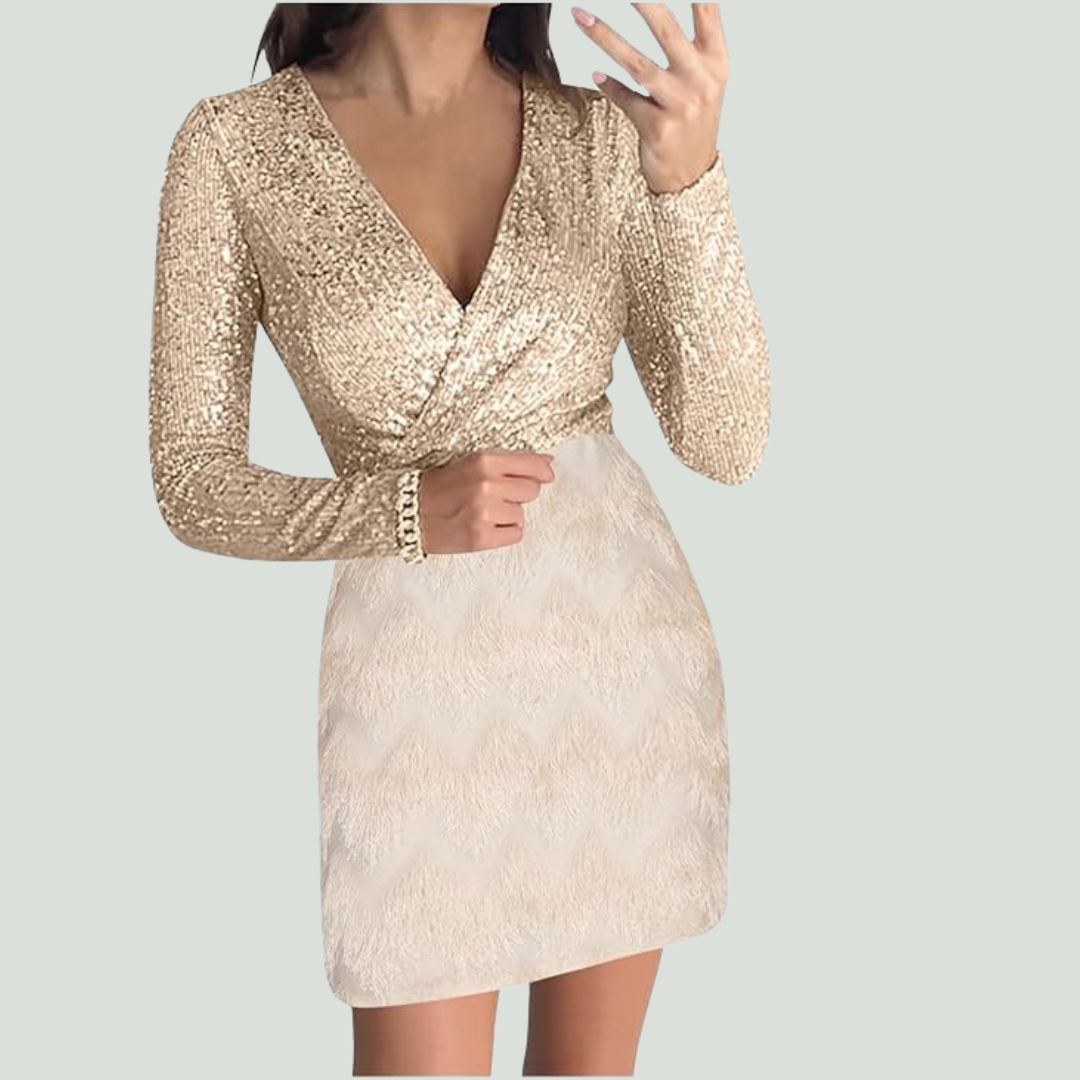 Amara | Robe à Paillettes avec Décolleté Élégant et Tissu de Haute Qualité pour Femmes