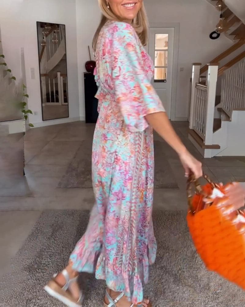 Roberta - Robe longue de créateur à demi-manches