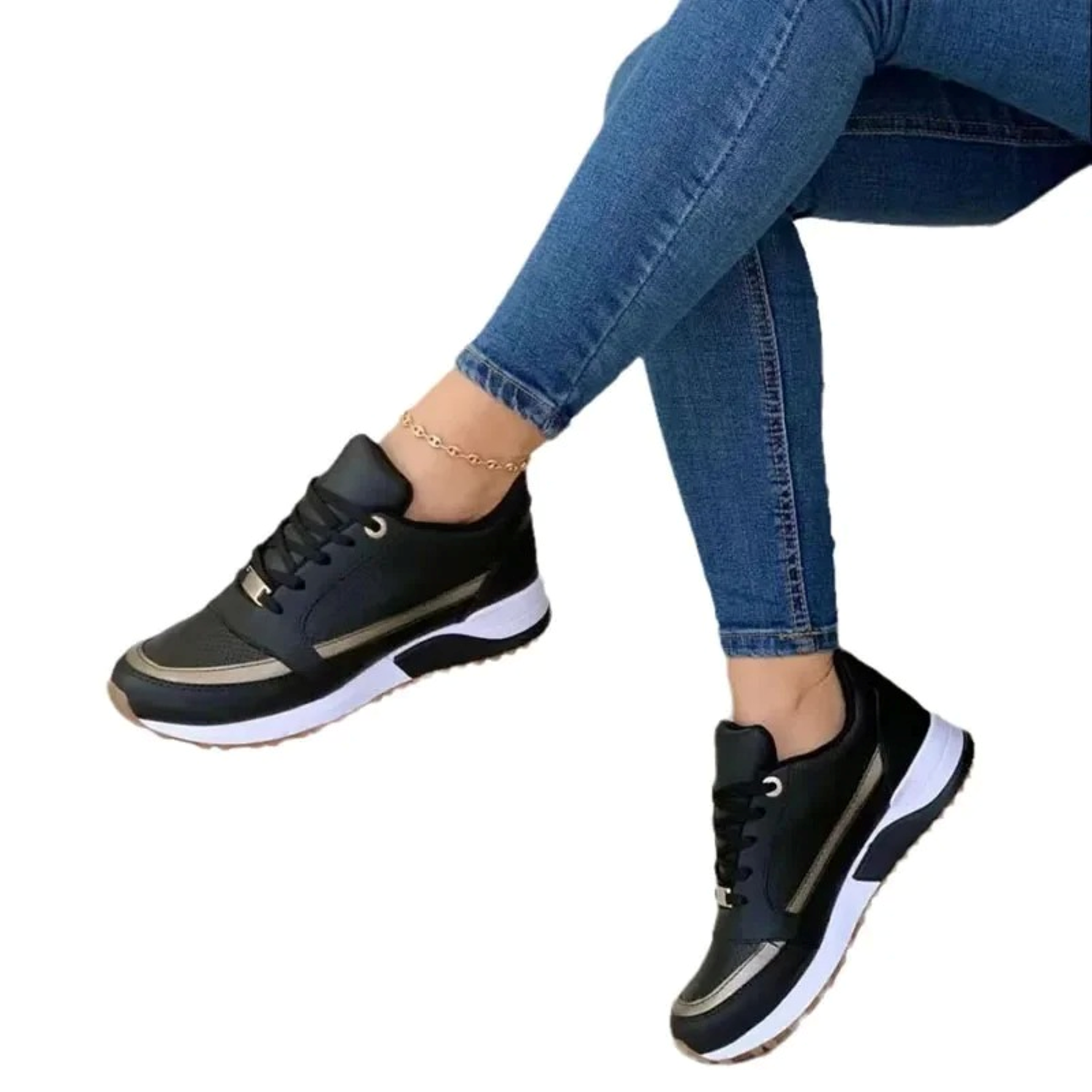 Liv | Baskets élégantes en cuir pour femmes avec semelle blanche souple