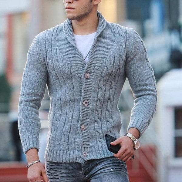 Tom - Cardigan en maille chaude avec patte de boutonnage