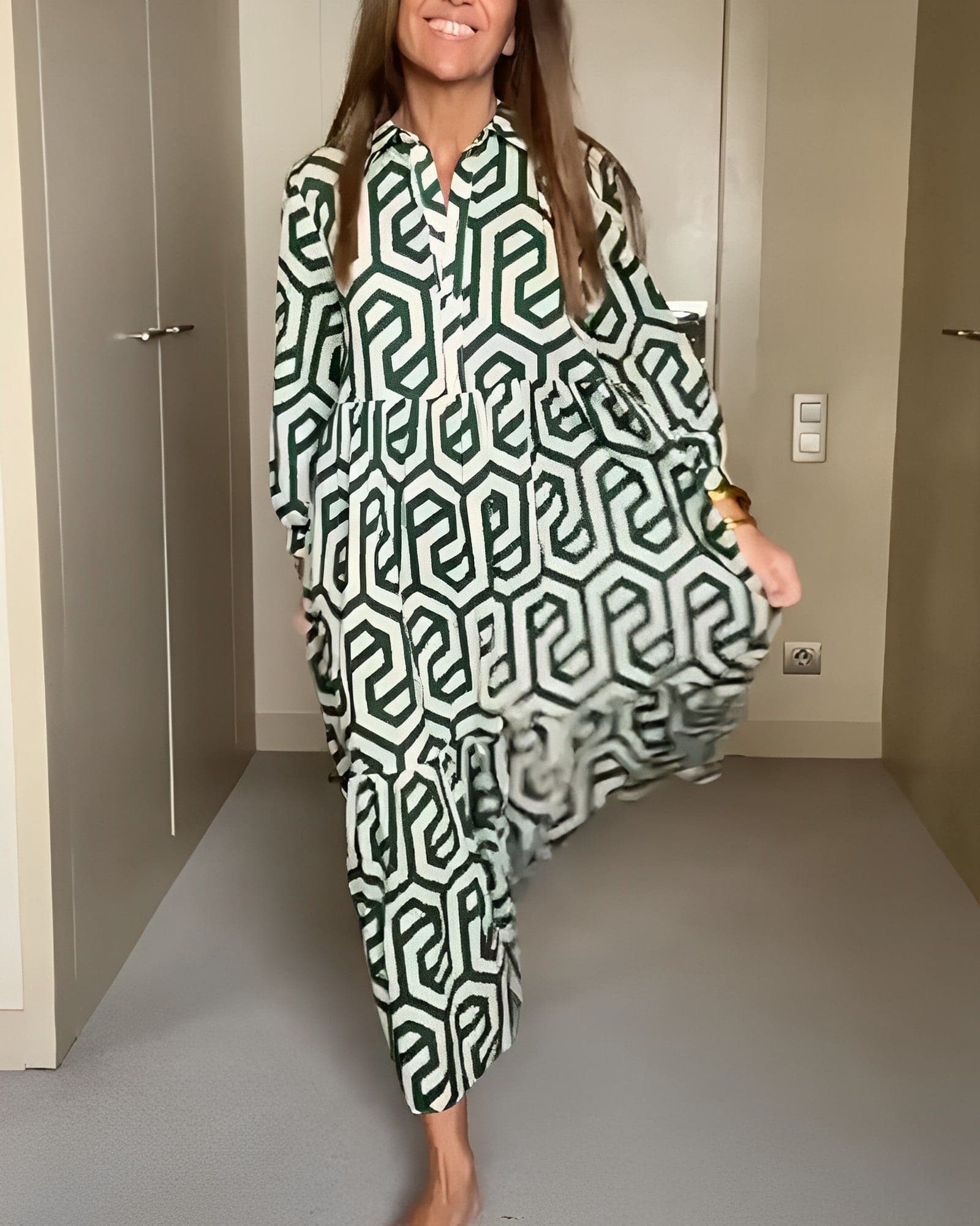 Klara - Robe longue décontractée à motif géométrique