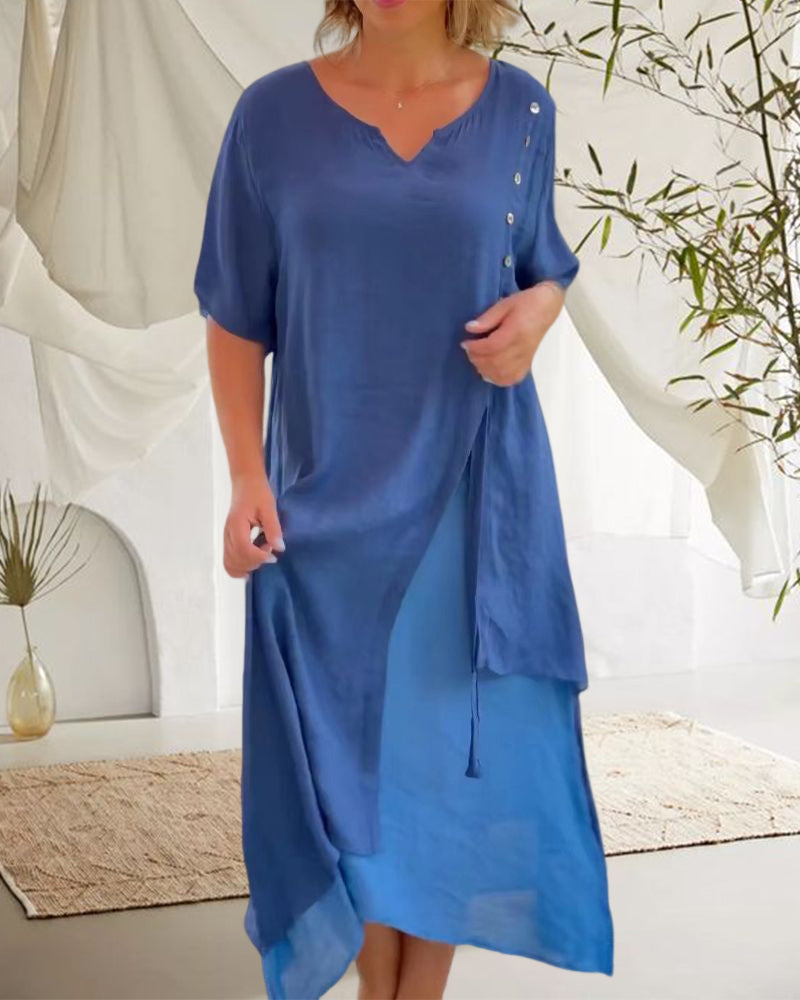 Thia™ Robe asymétrique à manches courtes et décolleté en V