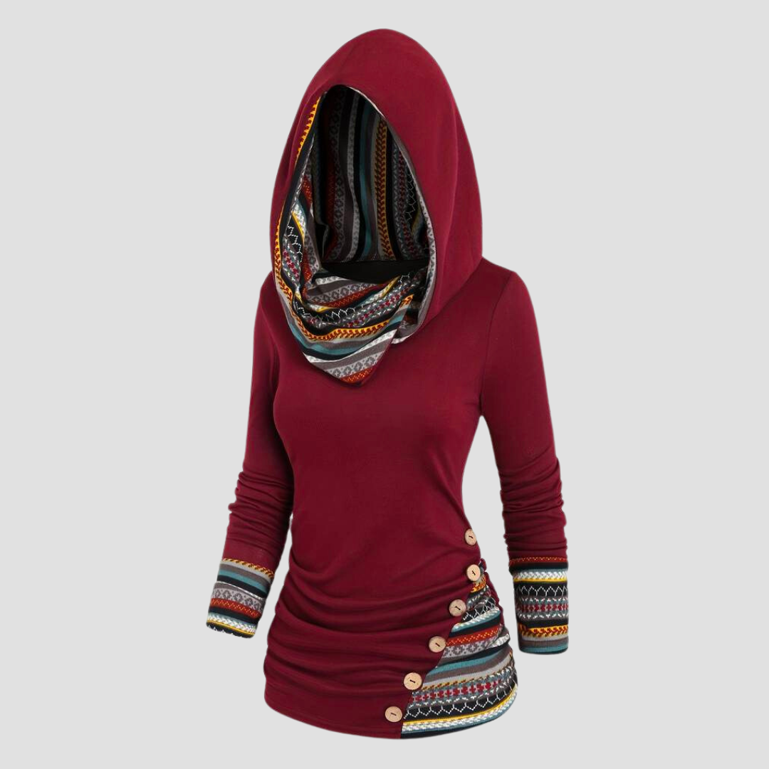 Zahra | Sweat à capuche avec Imprimé Tribal et Détails Élégants pour Femmes