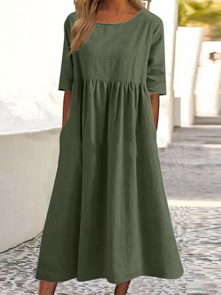 Aurélie | Robe Midi à Demi-Manches avec Élégance Intemporelle et Confort Exceptionnel pour Femmes