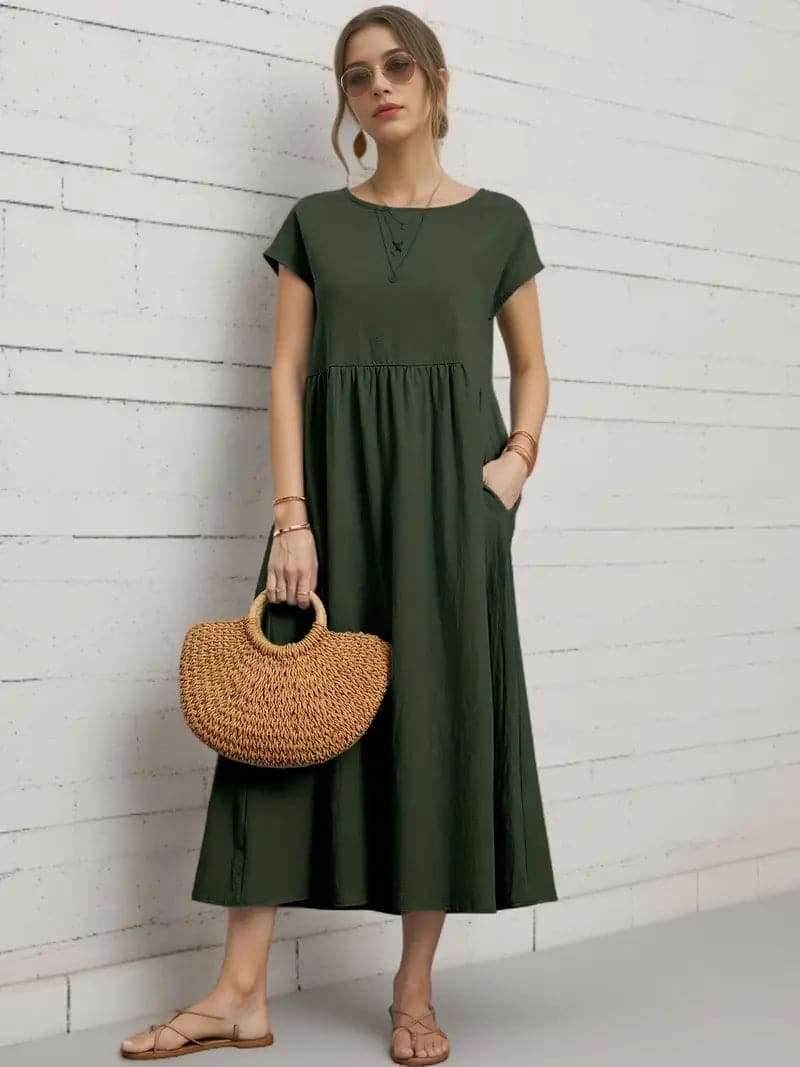 Tuma | Robe À Manches Courtes Pour Femme | Midi