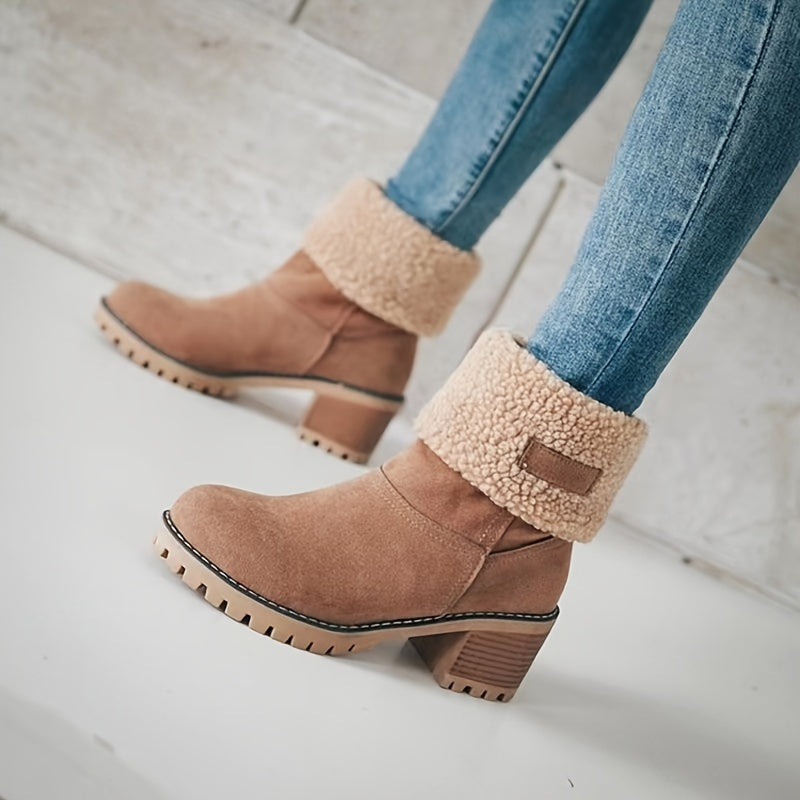 Lotte | Bottines en peluche élégantes à talons hauts dans des couleurs unies très tendance