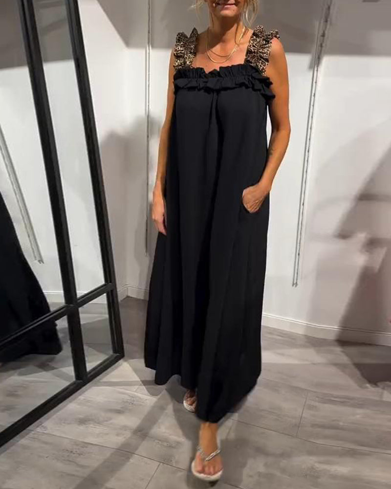 Léonie - Robe élégante à bretelles de couleur unie