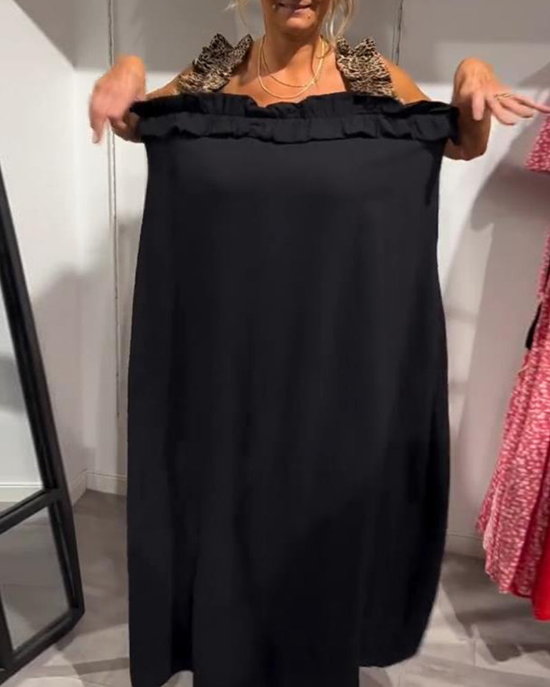 Léonie - Robe élégante à bretelles de couleur unie