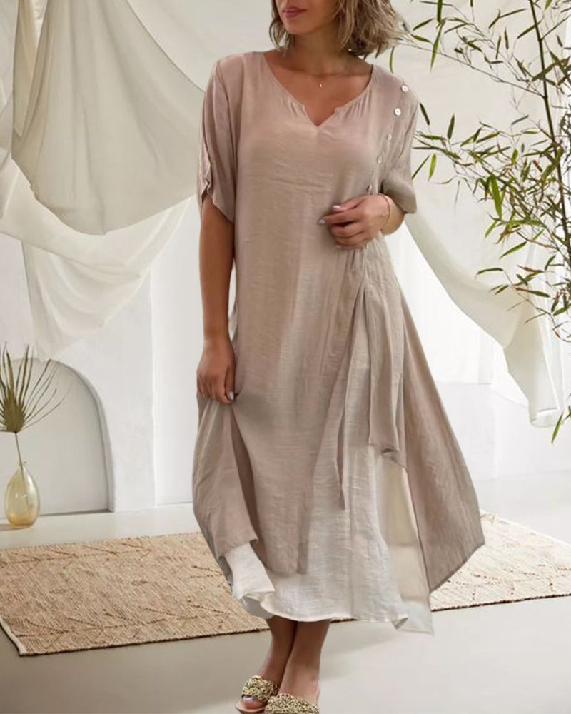 Thia™ Robe asymétrique à manches courtes et décolleté en V