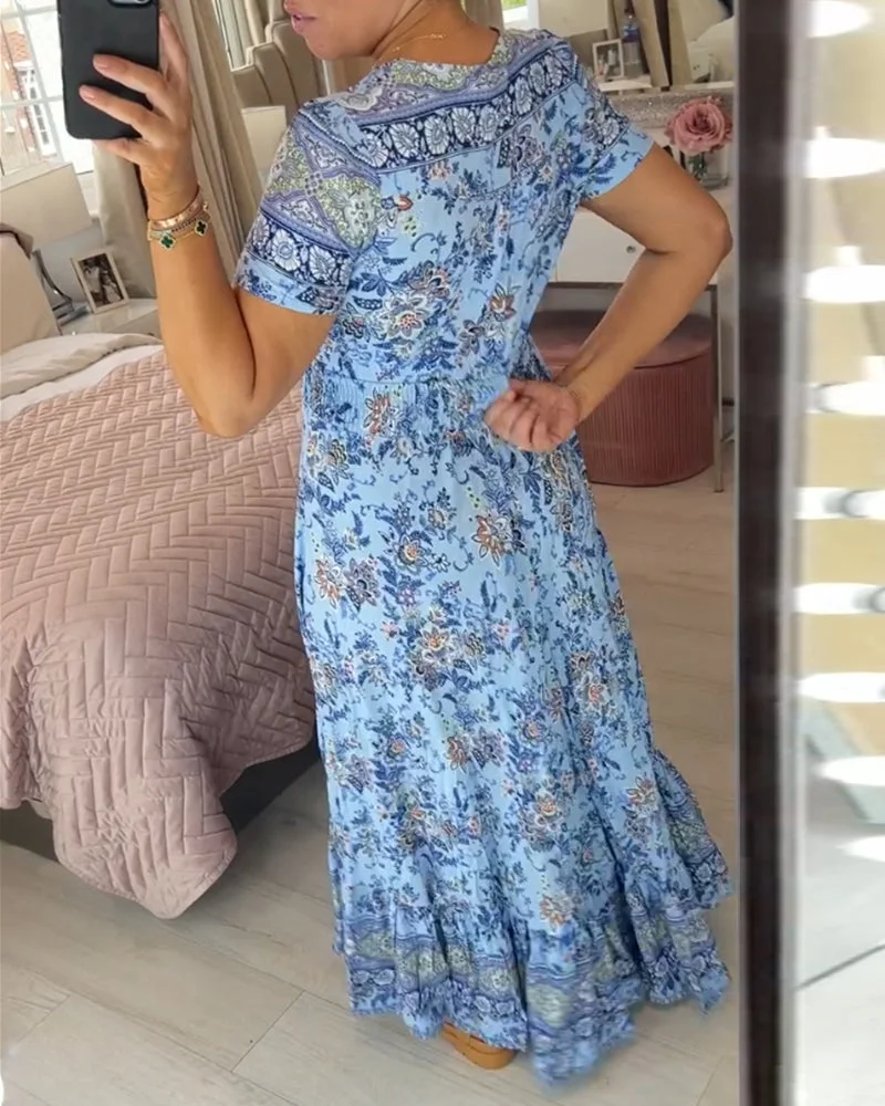 BelleRue - Robe à décolleté en V et imprimé floral