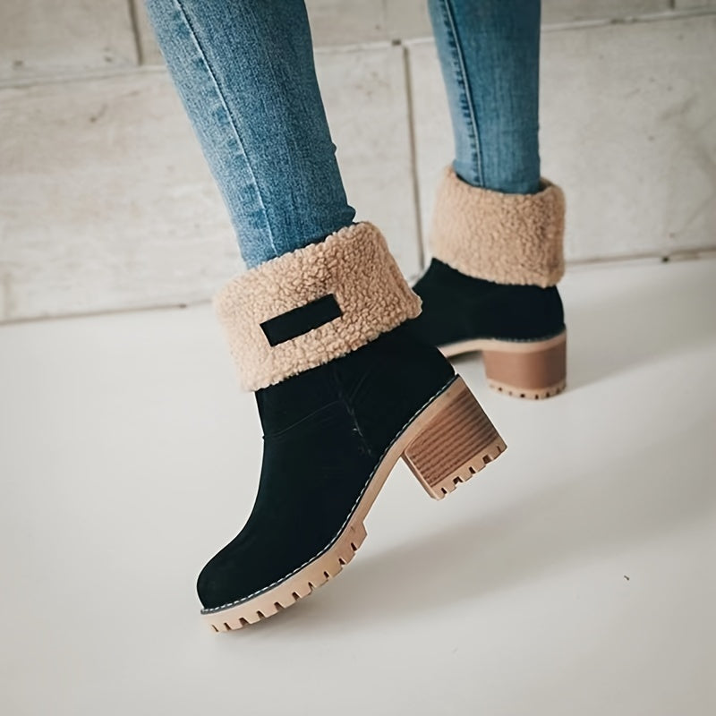 Lotte | Bottines en peluche élégantes à talons hauts dans des couleurs unies très tendance