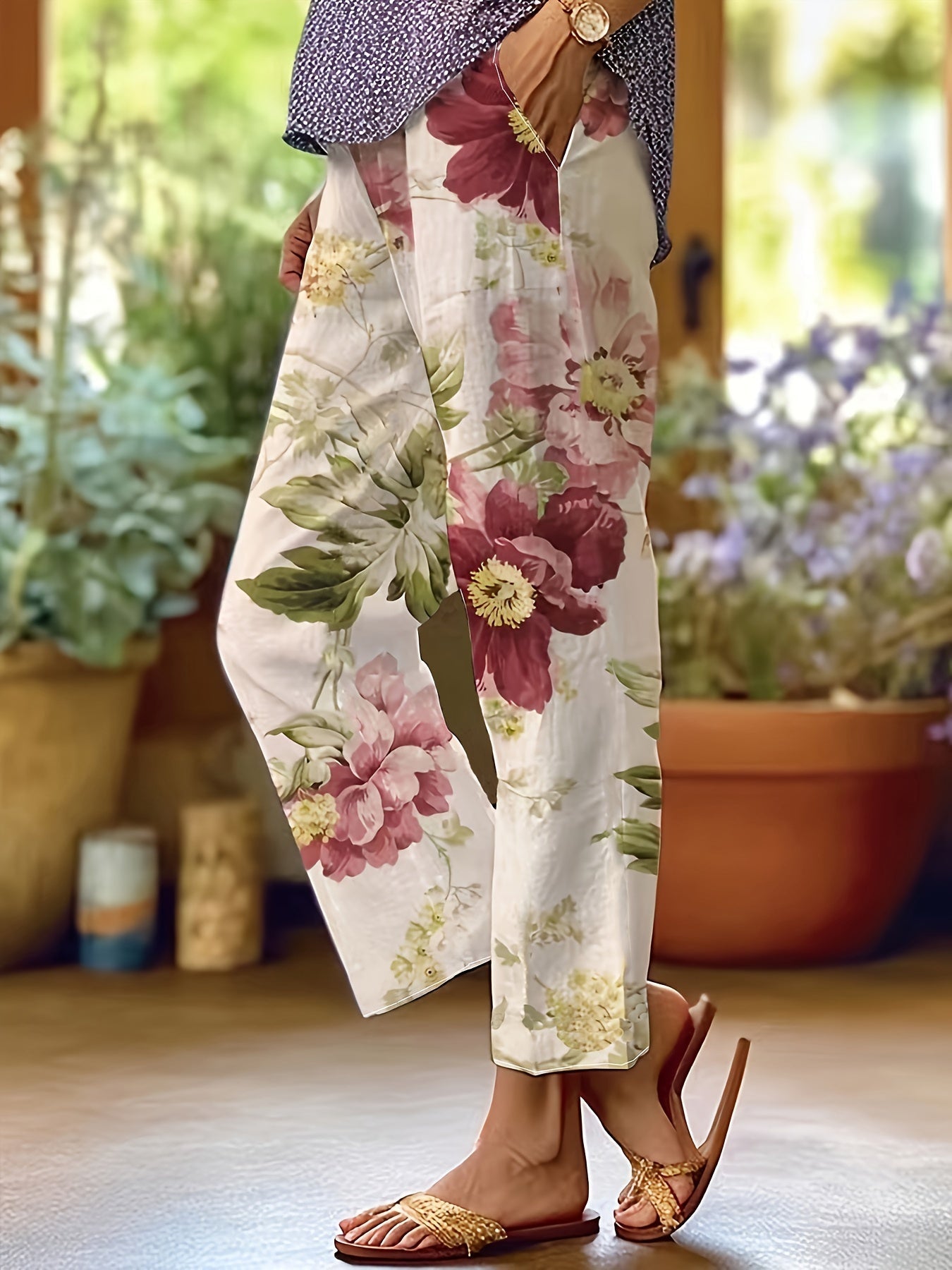 Alayah - Pantalon d'été avec motif floral