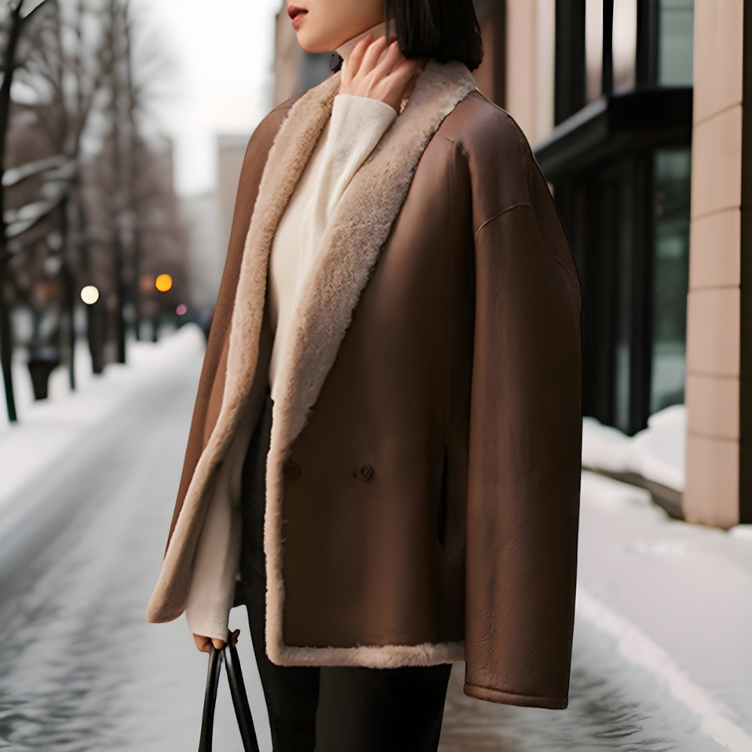 Céleste | Manteau de fourrure avec Design Réversible et Élégance Intemporelle pour Femmes