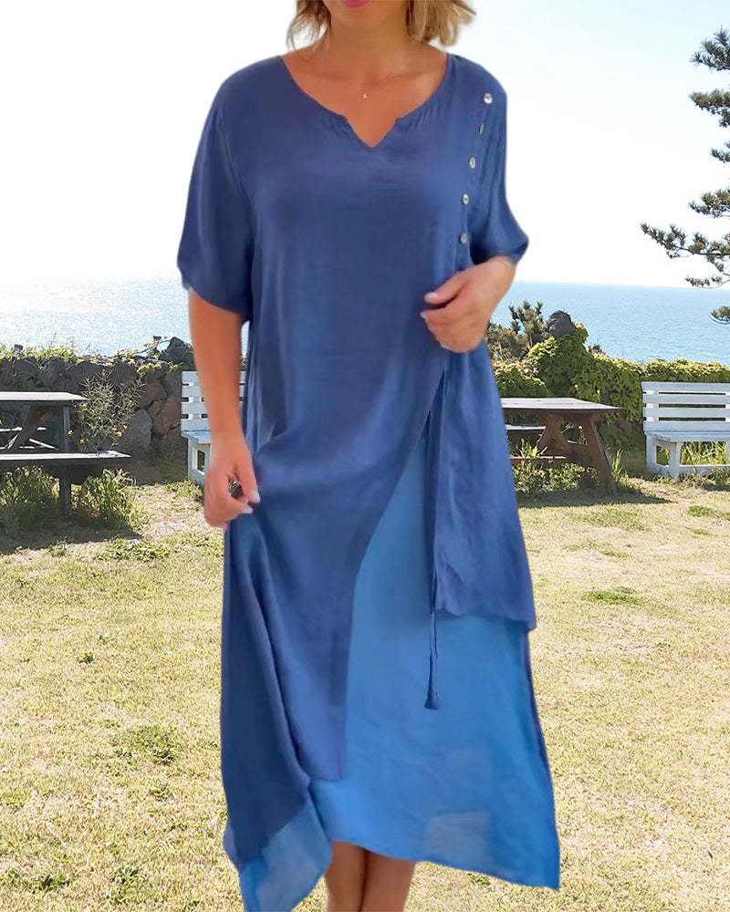 Thia™ Robe asymétrique à manches courtes et décolleté en V