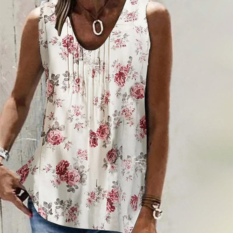 Britt - Blouse sans manches avec de superbes motifs floraux