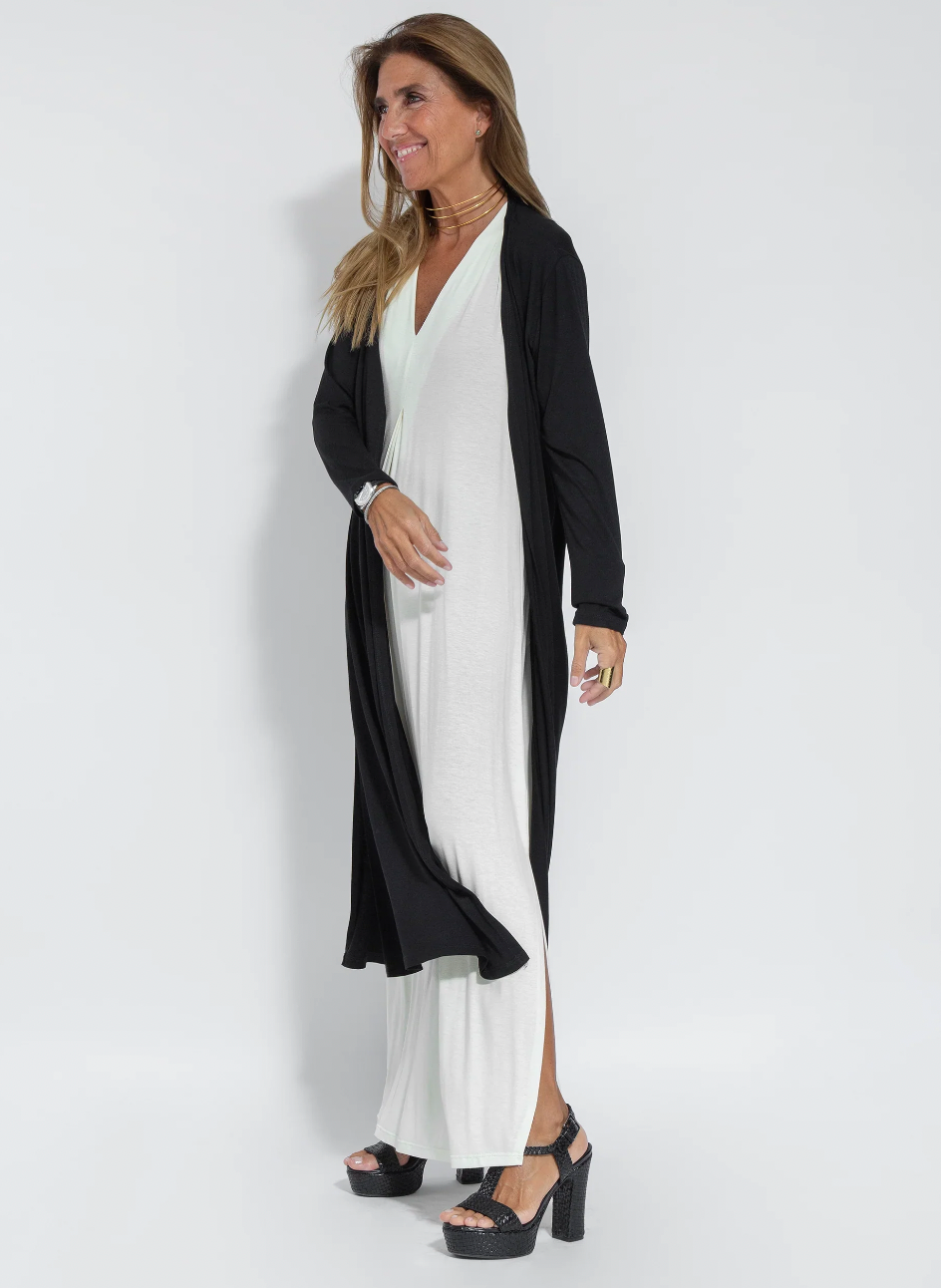 Bellevo | Robe longue amincissante et cardigan