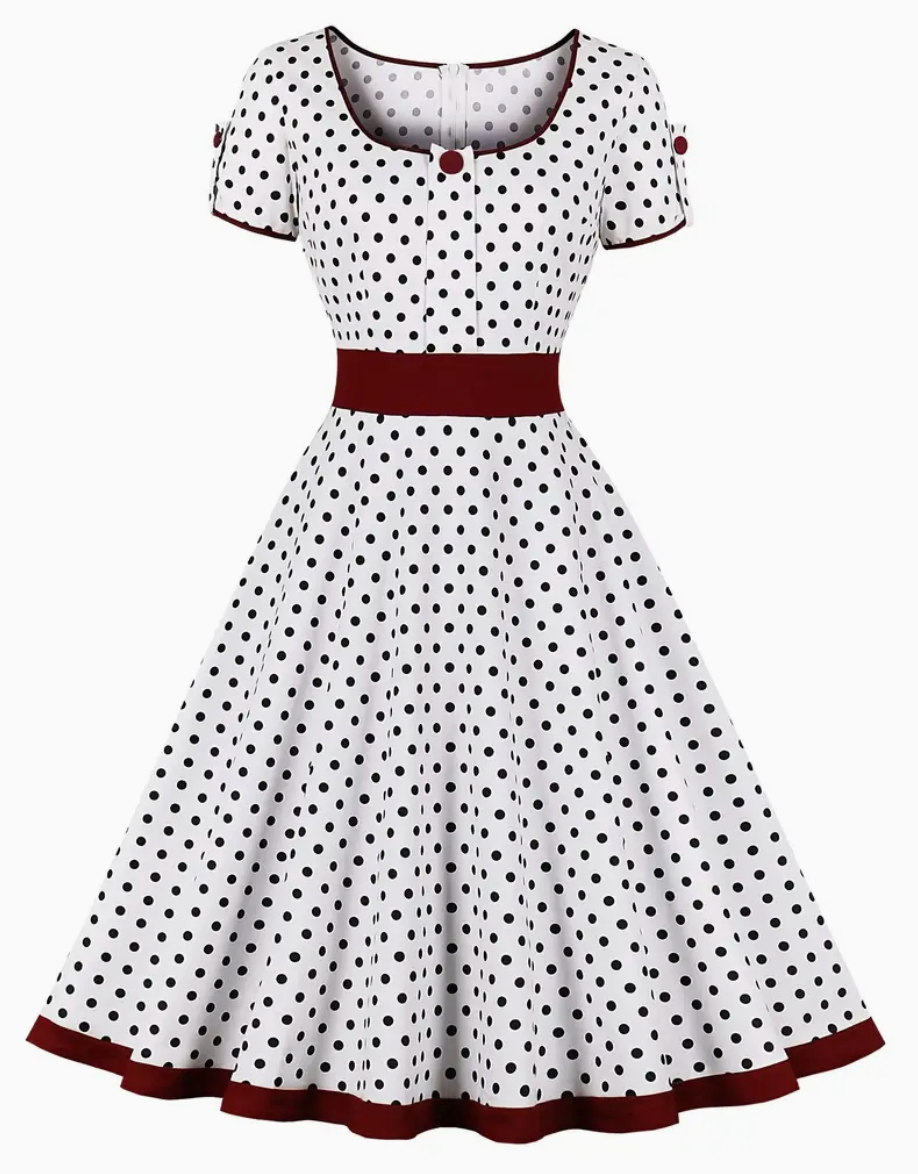 Soleil | Robe Polka avec Style Rétro et Confort Élevé pour le Printemps/Été