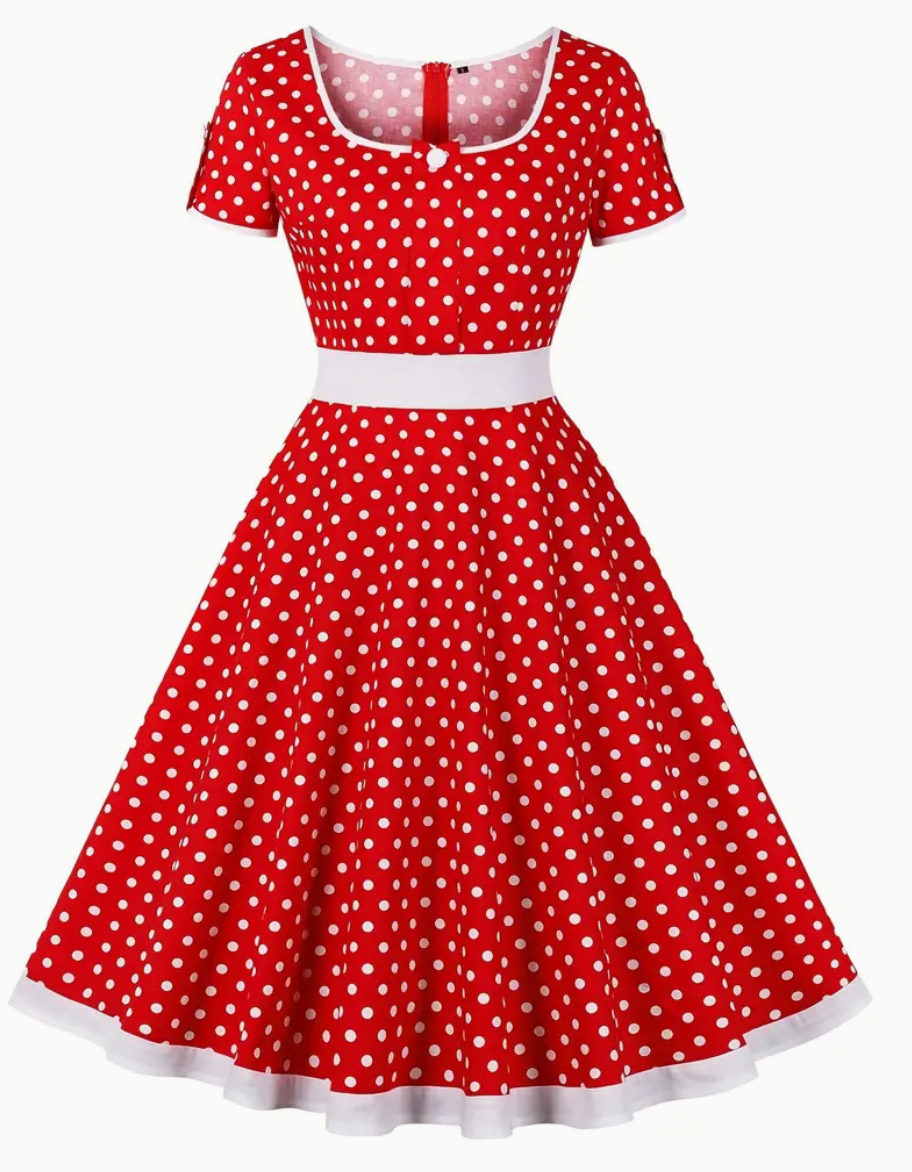 Soleil | Robe Polka avec Style Rétro et Confort Élevé pour le Printemps/Été