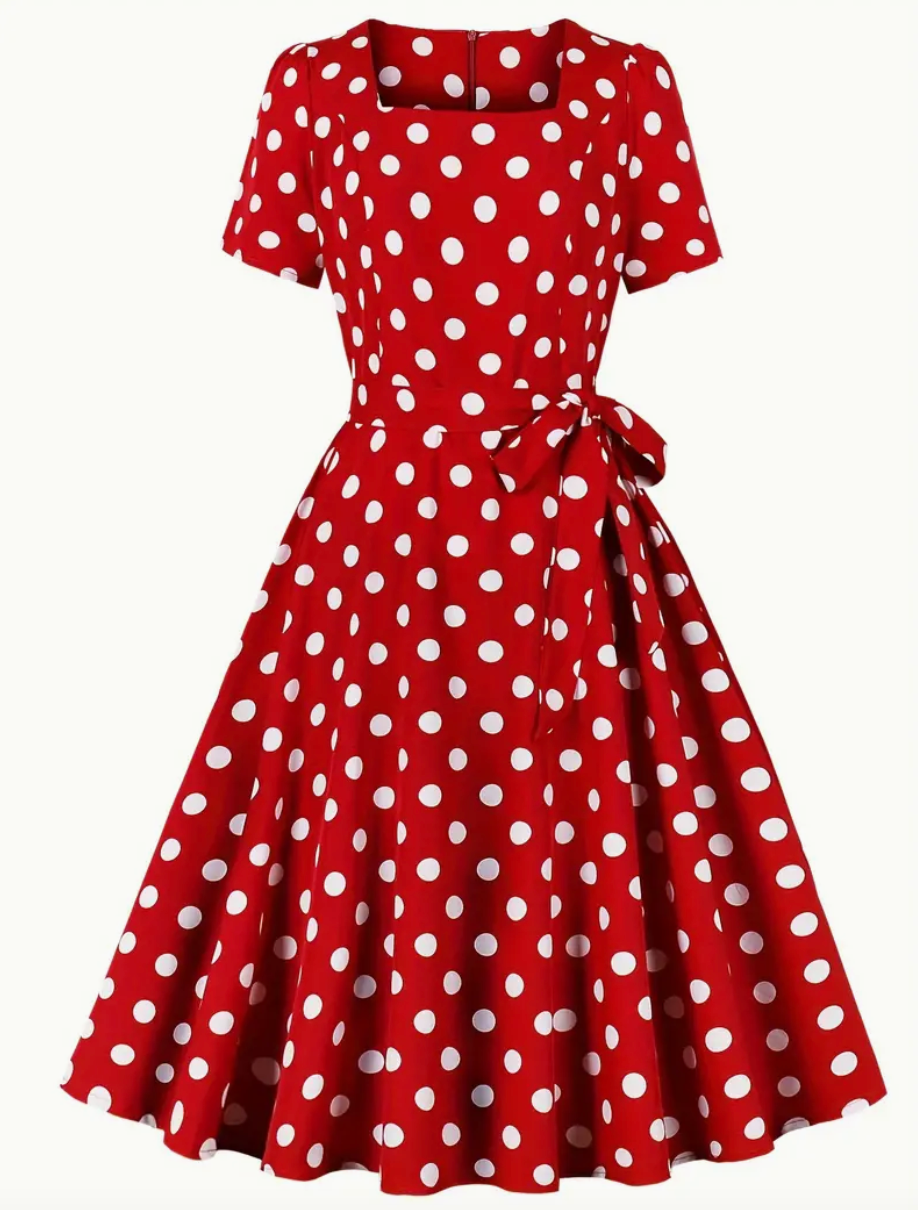 Sophie | Robe Vintage à Pois avec Design Élégant et Confortable pour le Printemps/Été