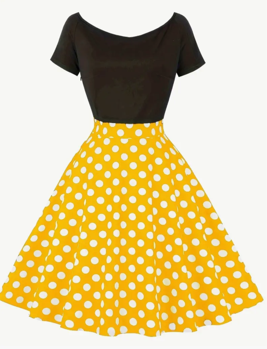 Soleil | Robe à Pois Vintage avec Style Rétro et Confort pour Femmes