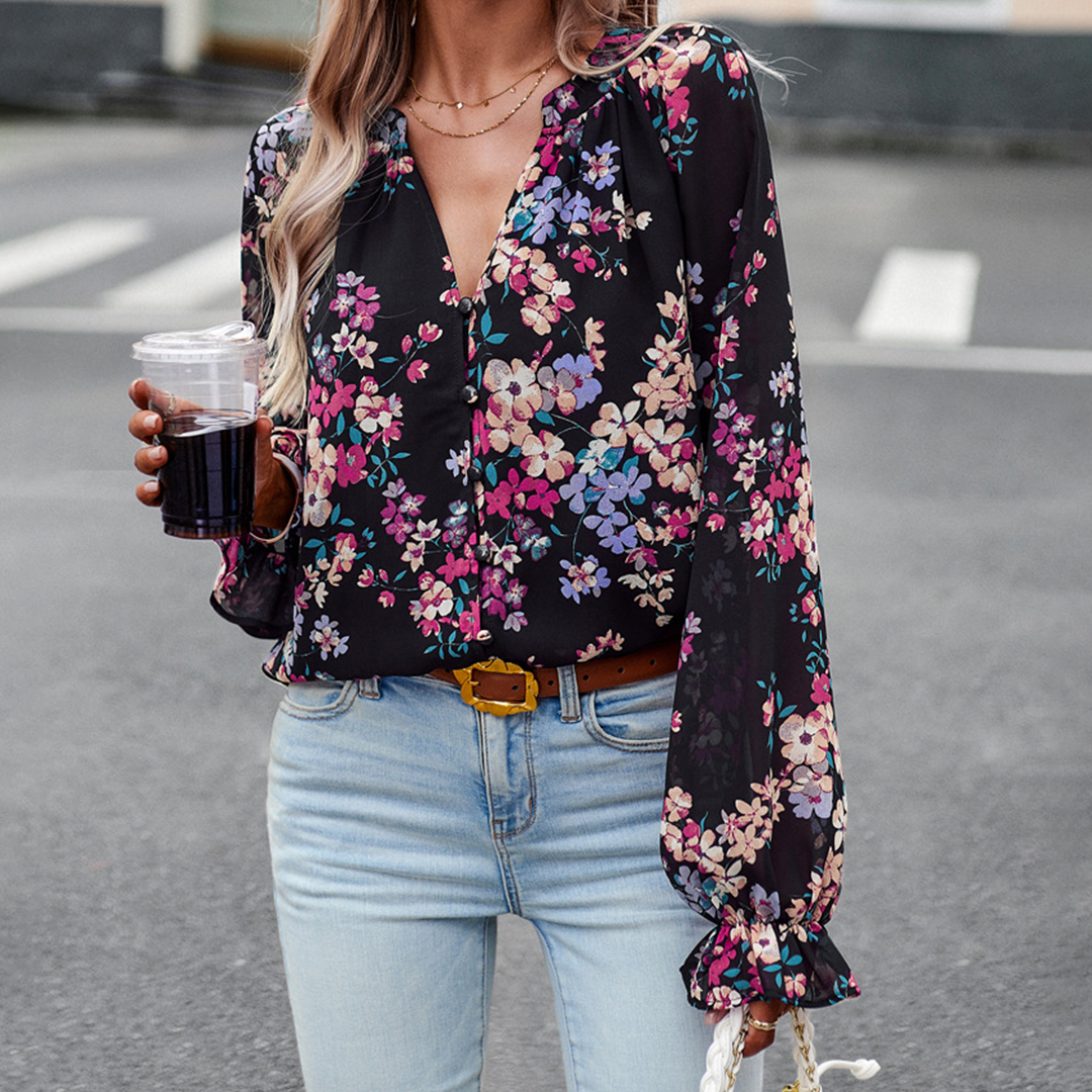 Soleil | Blouse à manches longues avec Motif Floral et Confort Optimal pour Femmes