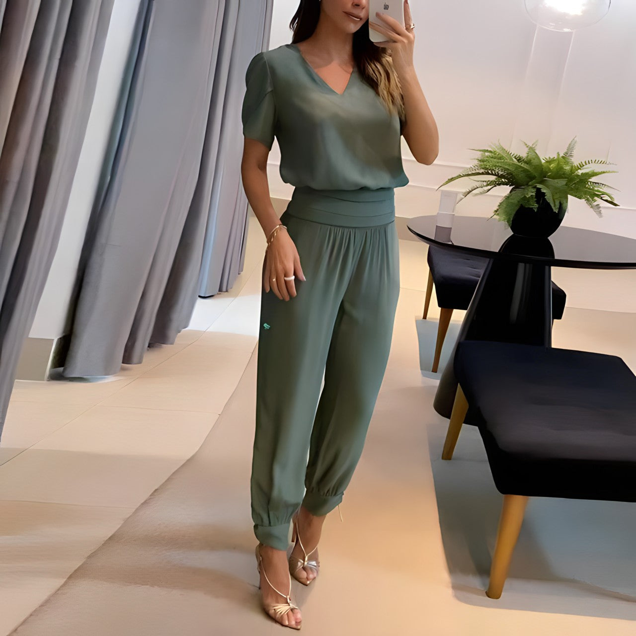 Sophie | Ensemble Chemisier et Pantalon avec Confort Élégant et Couverture Ventrale pour Femmes