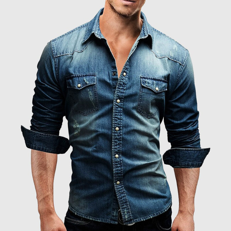 Luca | Chemise en denim avec Détails Modernes et Poches pour Hommes