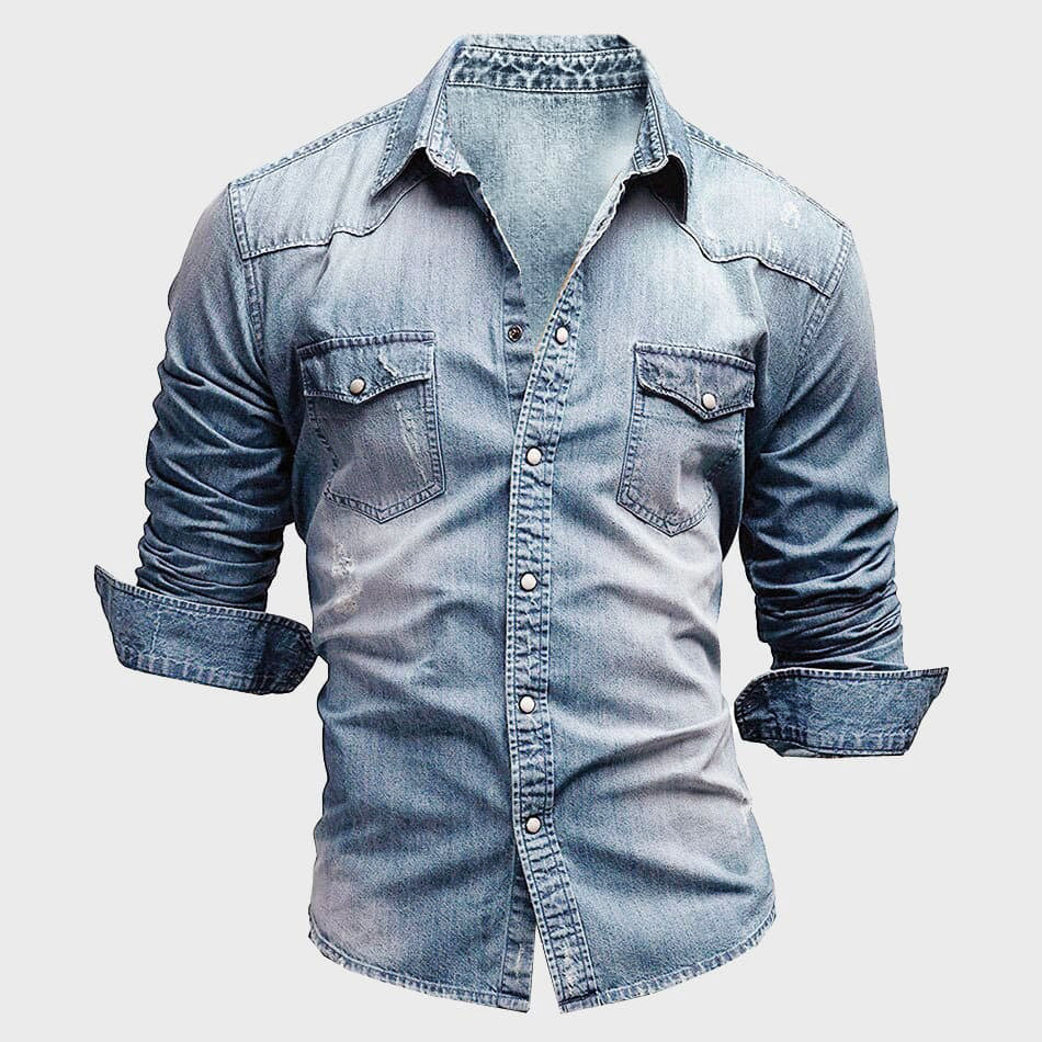 Luca | Chemise en denim avec Détails Modernes et Poches pour Hommes
