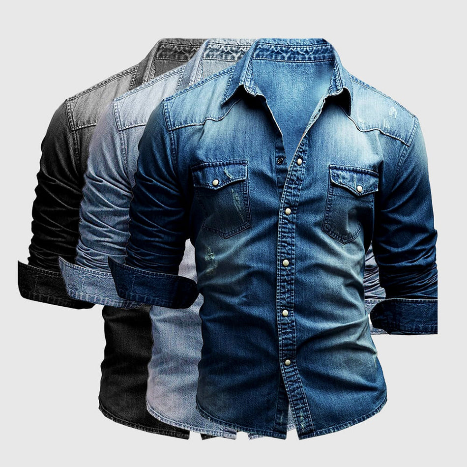 Luca | Chemise en denim avec Détails Modernes et Poches pour Hommes