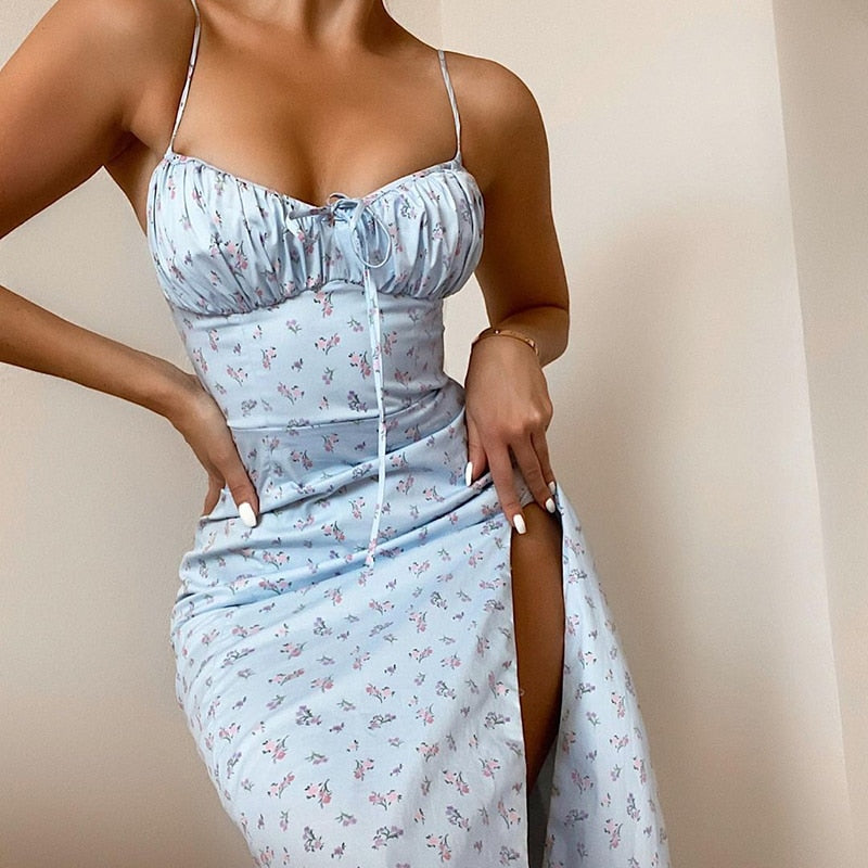 Célestine | Robe Crayon Moulante avec Imprimé Floral et Fente Élégante pour Femmes