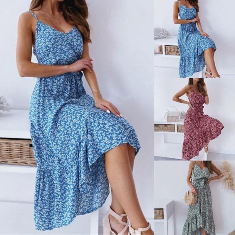 Miranda - Robe d'été longue élégante à fines bretelles