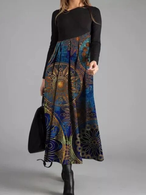 Fleur Rousse® | Robe élégante à Motifs Vintage et Rétro
