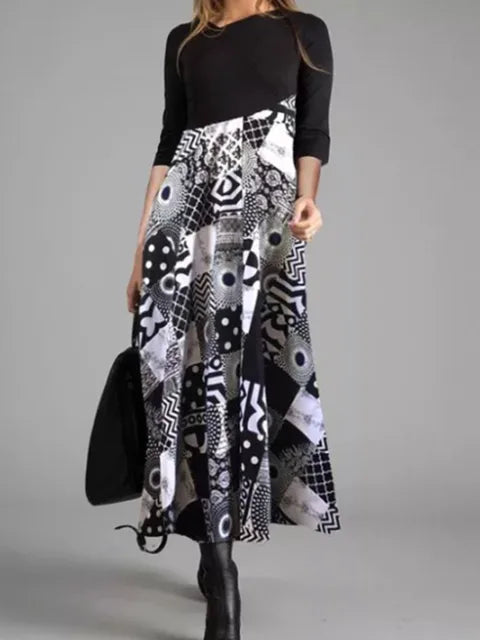 Fleur Rousse® | Robe élégante à Motifs Vintage et Rétro